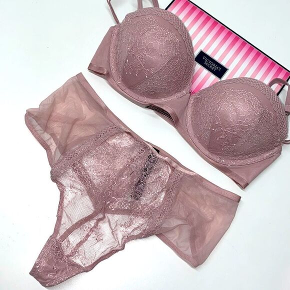 🔥VICTORIA SECRET push-up MULTI-WAY STRAPLESS SZ32D/M high waist thongNew